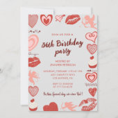 Elegant Grey Red Hearts invitations de 36e anniver (Devant)