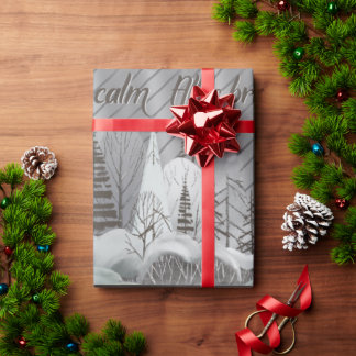 Elegant Grey Retro Woodland Holiday Cadeaupapier
