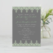 Elegant Grey Sage Green Lace Wedding Invitations Kaart (Staand voorkant)