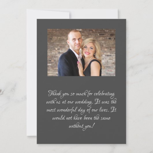 Elegant Grey Script 2 Photo Wedding Bedankkaart (Achterkant)