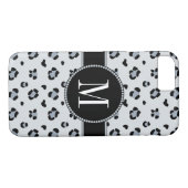 Elegant Grey Snow Leopard Cool Silver Monogram Case-Mate iPhone Case (Achterkant (Horizontaal))