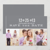Elegant Grey Snowflake Save the Dates & Photos Date (Voorkant / Achterkant)