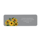 Elegant Grey Sunflower Wedding Return Address Etiket (Voorkant)