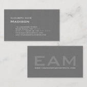 Elegant Grey Textured Monogram Classic Visitekaartje (Voorkant / Achterkant)