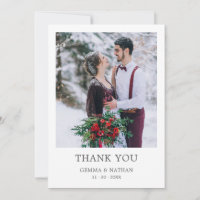 Elegant Grey Typo 1 Mariage photo Carte de remerci