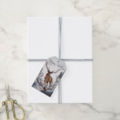 Elegant Grey Waterverf Winter Kerstmis Deer Cadeaulabel (Met Touw)