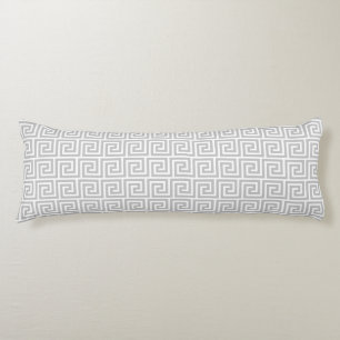 Elegant Grey & White Greek Pattern Body Pillow Lichaamskussen