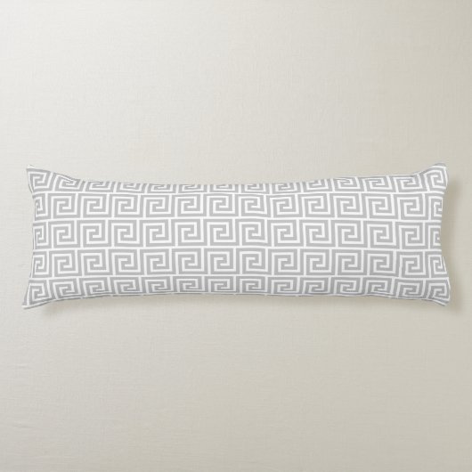 Elegant Grey & White Greek Pattern Body Pillow Lichaamskussen (Voorkant)