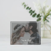 Elegant Grey & White Save the Date Photo Briefkaar Briefkaart (Staand voorkant)