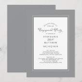 Elegant Grey & White Wedding Engagement Party Kaart (Voorkant / Achterkant)