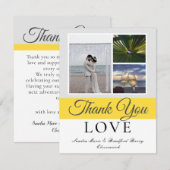 Elegant Grey Yellow Script Weduwfoto Foto collage  Bedankkaart (Voorkant / Achterkant)