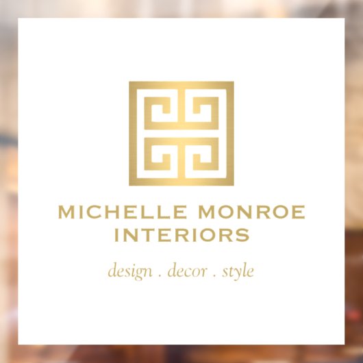 Elegant Grieks Sleutelontwerplogotype Goud/Wit Raamsticker (Vel 2)