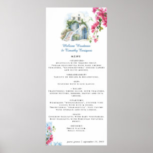 Elegant Grieks thema Geïllustreerd huwelijksmenu Poster