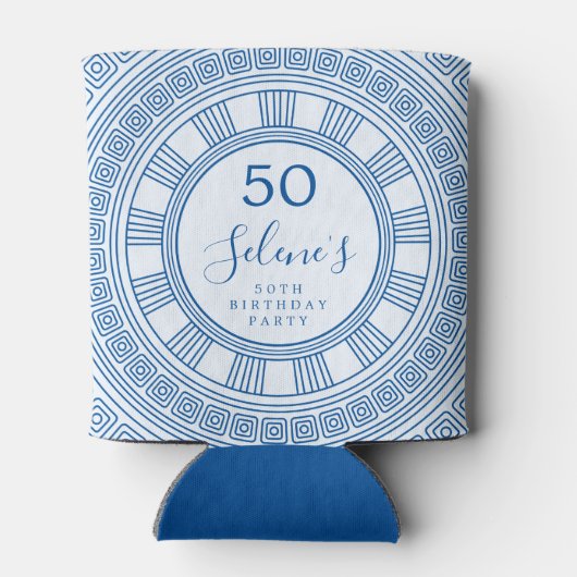 Elegant Grieks verjaardagsfeest met aangepaste kle Blikjeskoeler (Achterkant)