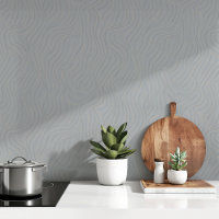 Elegant grijs behang Abstracte golven Peel & Stick