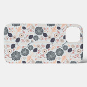 Elegant grijs blauw bloemmotief Case-Mate iPhone case (Achterkant (horizontaal))