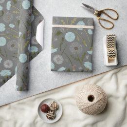 Elegant grijs blauw paardenbloem bloemenpatroon cadeaupapier