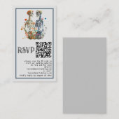 Elegant Grijs Bloemen Skelet QR Bruiloft RSVP Kaar Informatiekaartje (Voorkant / Achterkant)