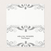 Elegant Grijs Bloemen Swirls Kant Visitekaartjes (Buitenkant ongevouwen)
