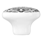 Elegant grijs bloemig Ornament Keramische Knop (Zijkant)