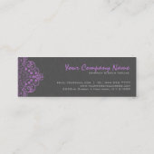 Elegant Grijs Damasks Paarse  Kant 2a Mini Visitekaartje (Achterkant)