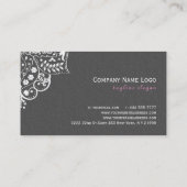 Elegant grijs damasks wit  kant 2c visitekaartje (Achterkant)