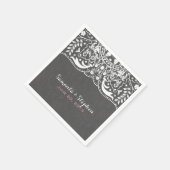 Elegant grijs damast wit  kant servetten (Hoek)