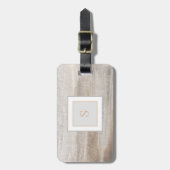 Elegant grijs en beige marmer met monogram bagagelabel (Voorkant verticaal)