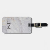 Elegant grijs en beige marmeren ontwerp bagagelabel (Voorkant horizontaal)