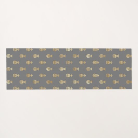 Elegant grijs en gouden anananasslpatroon yogamat (Achterkant (horizontaal))