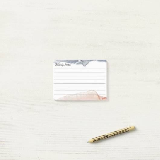 Elegant grijs en roze, speciaal uitgelijnde waterk post-it® notes (Op bureau)