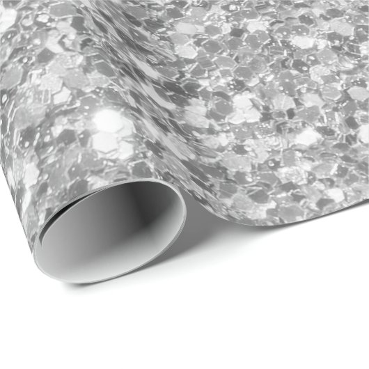 Elegant grijs en wit accenten glitter patroon cadeaupapier (Rol Hoek)