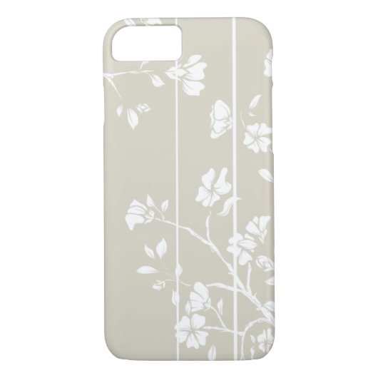 Elegant Grijs en Wit Bloemen Case-Mate iPhone Case (Achterkant)