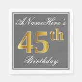 Elegant Grijs, Faux Gold 45e Verjaardag; Aangepast Servetten (Voorkant)