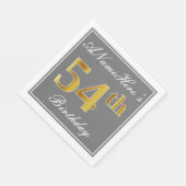 Elegant Grijs, Faux Gold 54ste verjaardag; Aangepa Servet (Hoek)