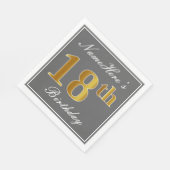 Elegant Grijs, Faux Goud 18e Verjaardag; Aangepast Servetten (Hoek)