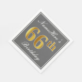 Elegant Grijs, Faux Goud 66e Verjaardag; Aangepast Servetten (Hoek)