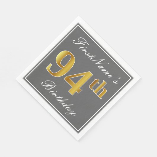 Elegant Grijs, Faux Goud 94e Verjaardag; Aangepast Servet (Hoek)
