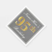 Elegant Grijs, Faux Goud 95e Verjaardag; Aangepast Servet (Hoek)