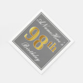 Elegant Grijs, Faux Goud 98ste Verjaardag; Aangepa Servet (Hoek)