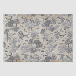 Elegant  Grijs Fox Haas Woodland Toile Kraft Tissuepapier