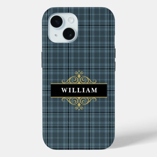Elegant grijs geplakt goud monogram Case-Mate iPhone case (Achterkant)