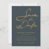 Elegant grijs goud moderne typografie bruiloft save the date (Voorkant)