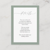 Elegant Grijs Groen Bloemen Bruiloft Details Informatiekaartje (Voorkant)