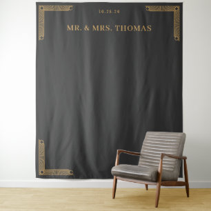 Elegant grijs met vintage gouden accenten wandkleed