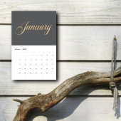 Elegant grijs minimalistisch| gouden scriptletters kalender