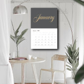 Elegant grijs minimalistisch| gouden scriptletters kalender