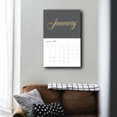Elegant grijs minimalistisch| gouden scriptletters kalender