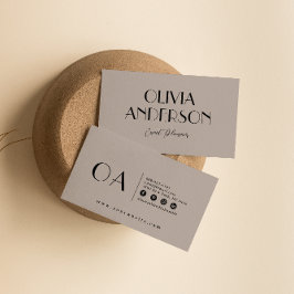 Elegant grijs minimalistisch neutraal boho chic mo visitekaartje