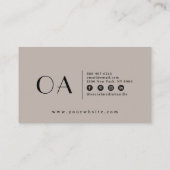 Elegant grijs minimalistisch neutraal boho chic mo visitekaartje (Achterkant)